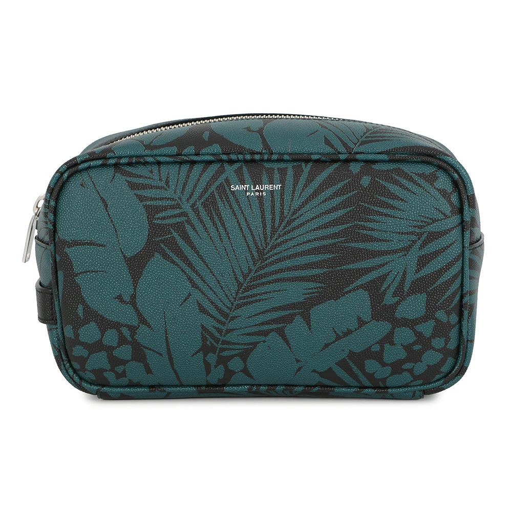 Saint Laurent Paris Pouch Clutch Leaf Motif Black